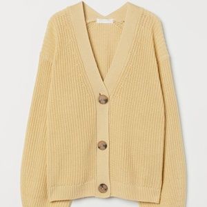 H&M Butter Yellow Rib-Knit Cardigan 🐣 | Size M